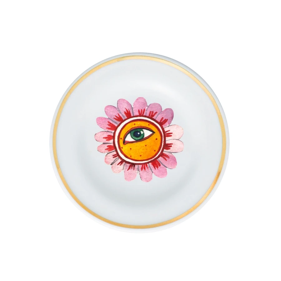 Bitossi Home Fabula Flower Eye Porselen Küçük Tabak 9,5 cm Pembe