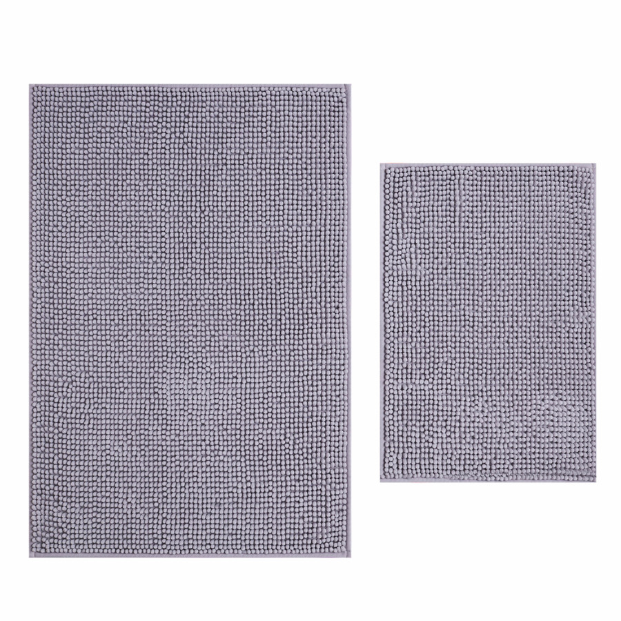 Kaşmir Home Soft Makarna Banyo Paspas Seti Gri 60x90 cm-40x60 cm