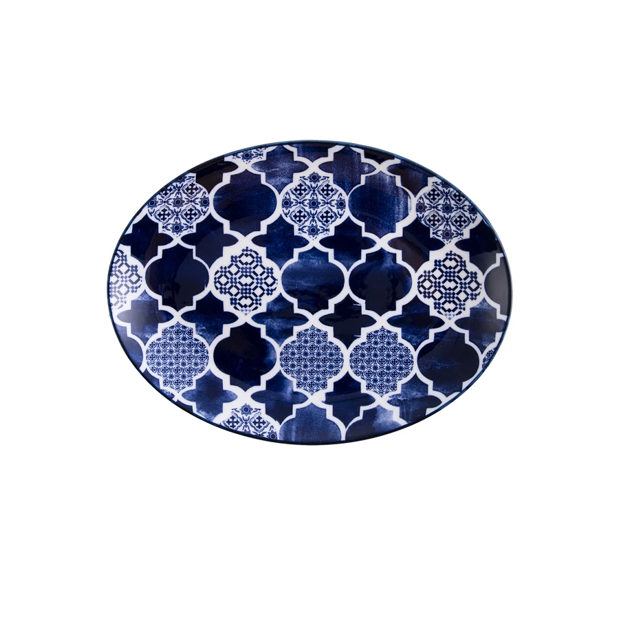Jumbo Deep Blue Desenli Kayık Tabak 25 cm
