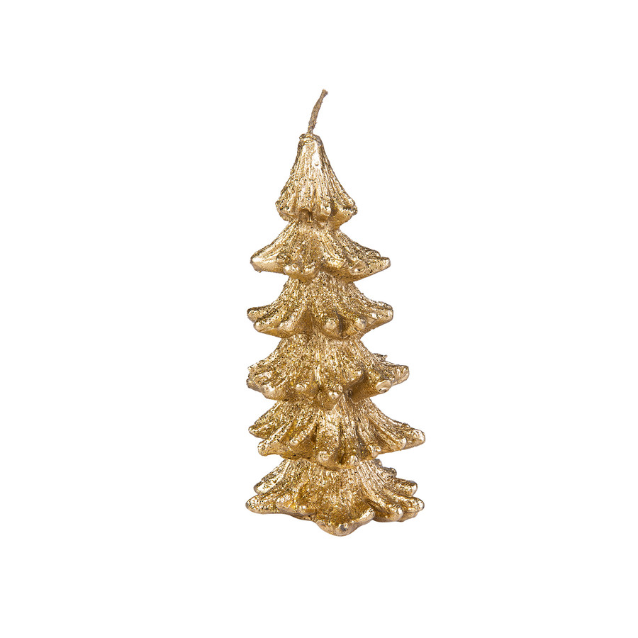 Karaca Yılbaşı 13.5x7cm Çam Ağacı Gold Mum