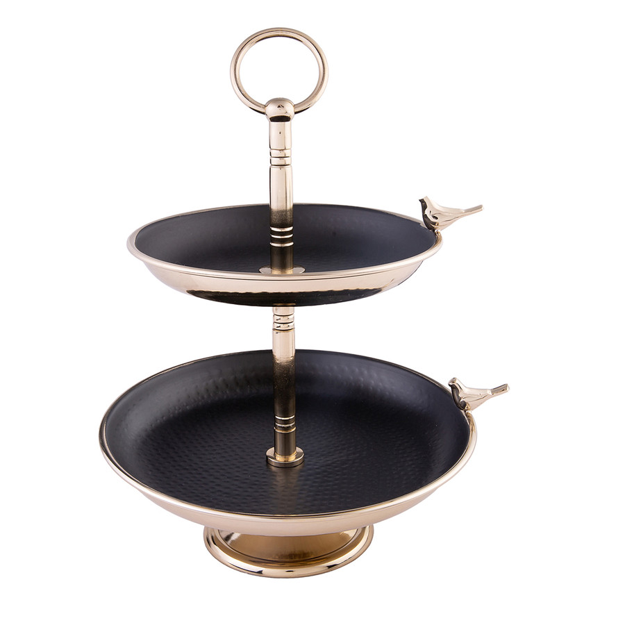 Karaca Black Birdy 32 cm 2 Katlı Servislik