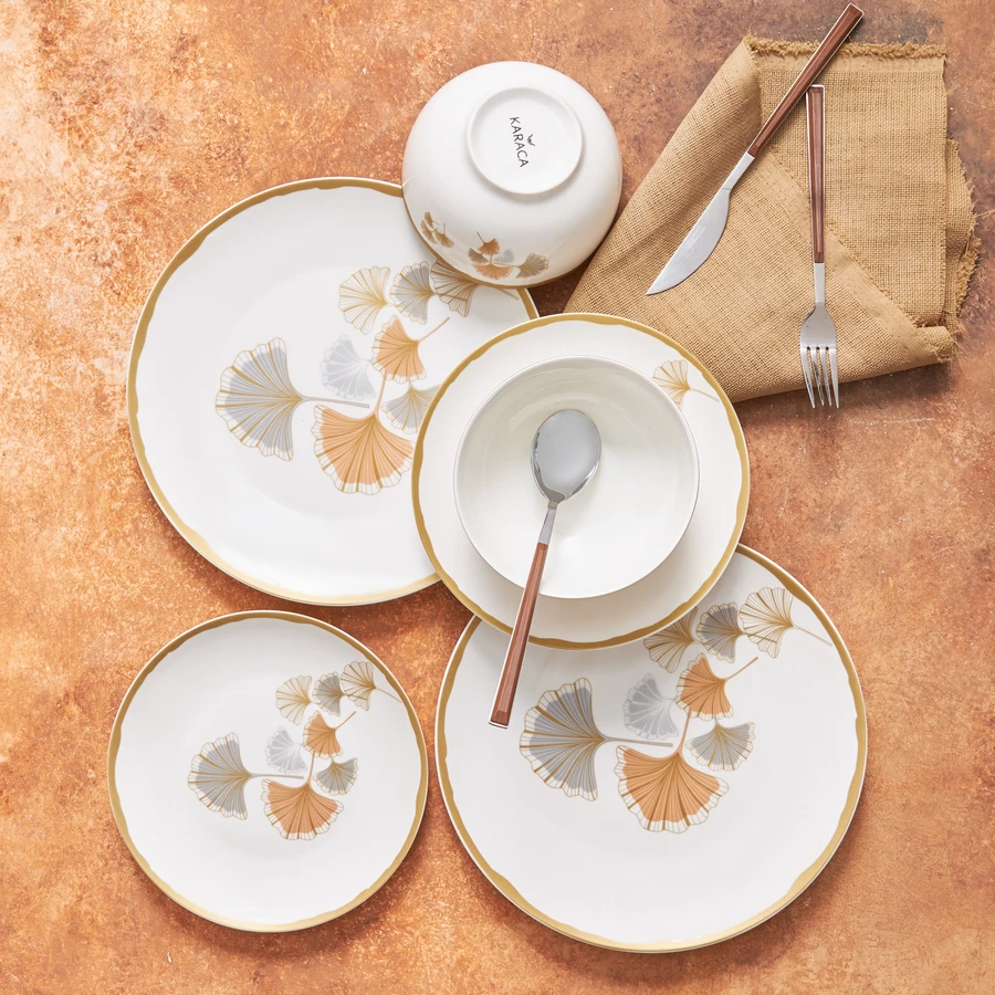Karaca Gingko 18 Parça 6 Kişilik Porselen Yemek Takımı