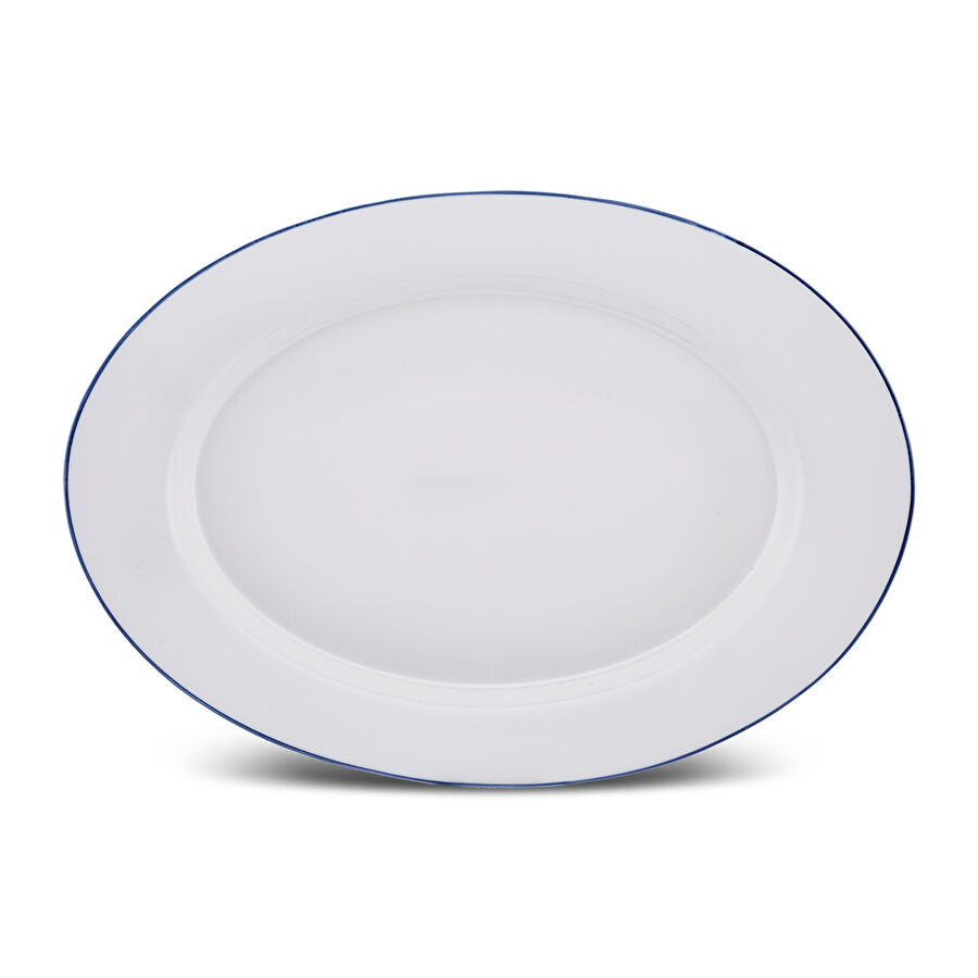 Karaca Milano Opal Cam Blue Rim Büyük Kayık Tabak 35 cm