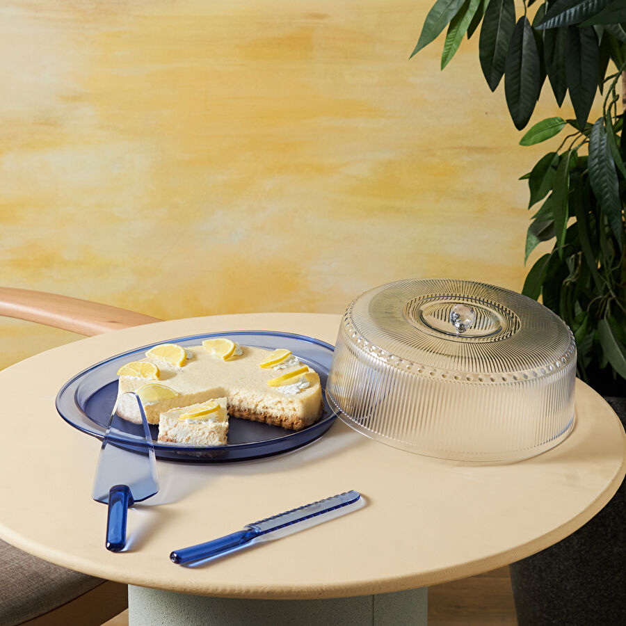 Karaca Kapaklı Mavi 4 Parça Fanus Servis Seti