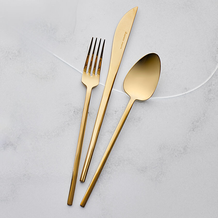 Karaca Vibe 84 Parça 12 Kişilik Elegance Parlak Gold Kutulu Çatal Kaşık Bıçak Takımı