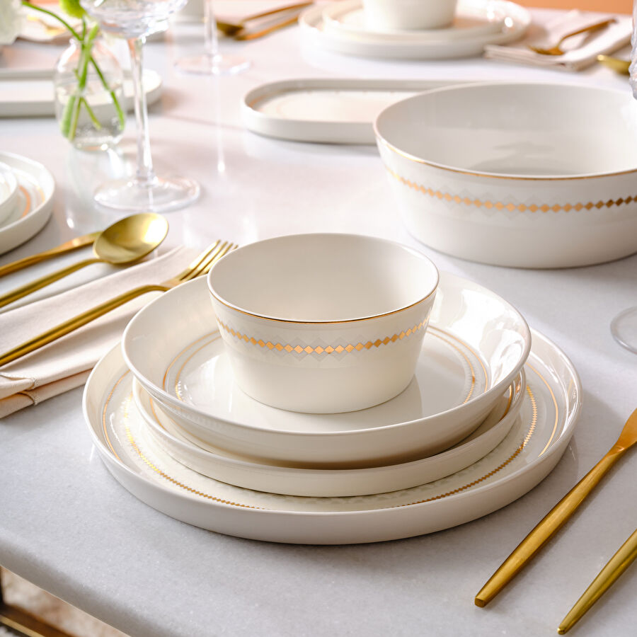 Karaca Streamline Alita New Bone 59 Parça 12 Kişilik Yemek Takımı