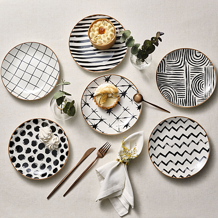 Karaca Delta 6 Parça Porselen Pasta Seti 19 Cm