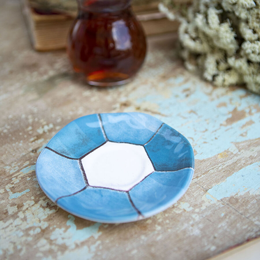 Karaca Refika'dan Mavi Geometrik Desenli Çay Tabağı