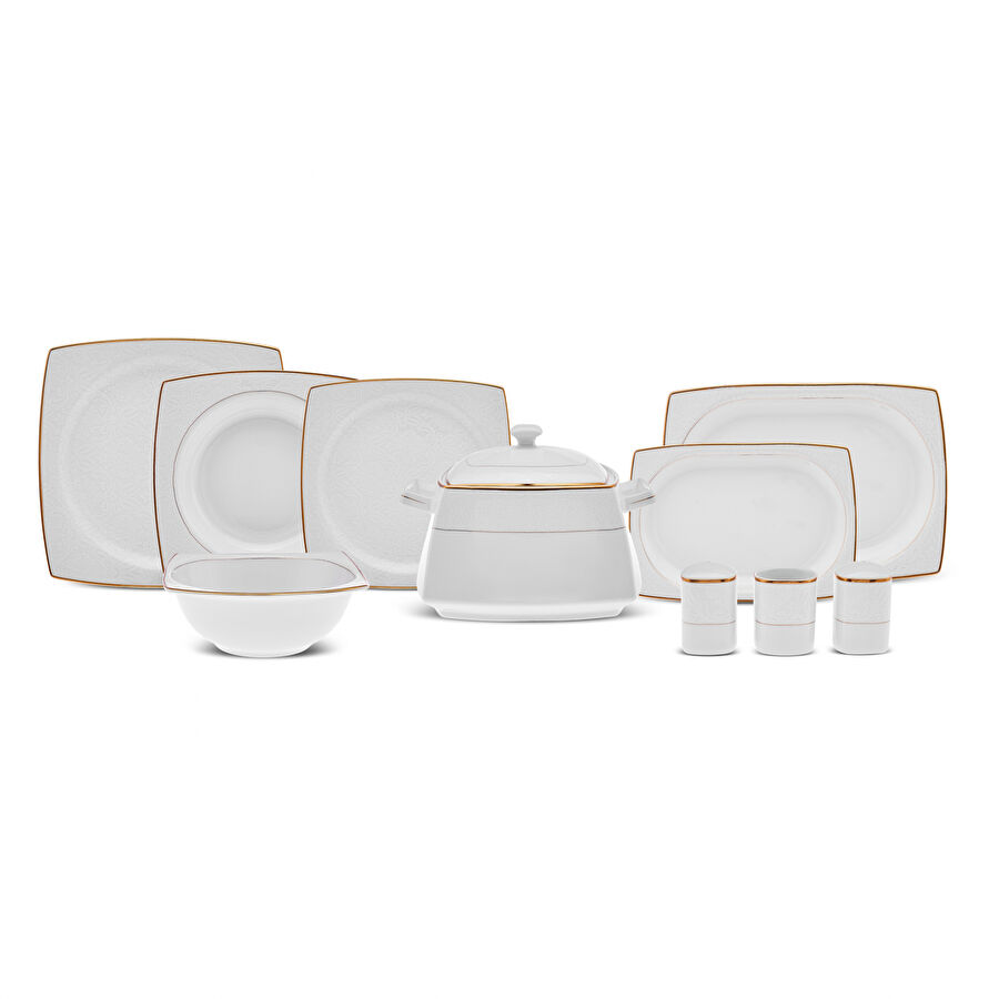 Karaca Square Bone Cariss 60 Parça 12 Kişilik Yemek Takımı Gold