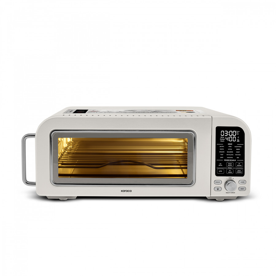 Karaca Multicrust Artisan Retro Pizza Makinesi ve Airfryer Cream