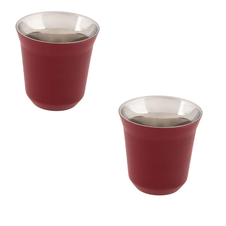 Jumbo Glory 7 Double Wall 2'li Termo Çelik Fincan 80 ml - Kırmızı