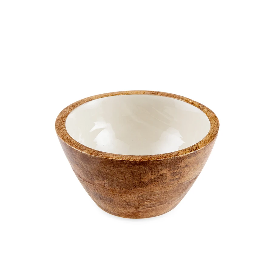 Jumbo Creme Ahşap Bowl Kase 12x12 cm