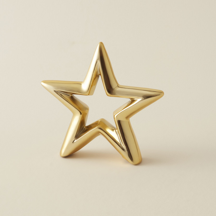 Karaca Home New Year Yılbaşı Star Biblo Gold 14 cm