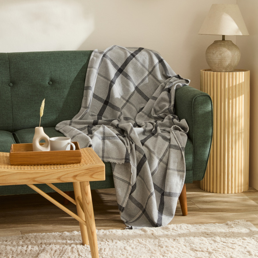 Karaca Home Flanel Throw Tv Battaniyesi Gri