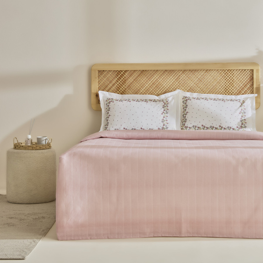 Karaca Home Roshell %100 Pamuk Çift Kişilik Pike Takımı Pudra