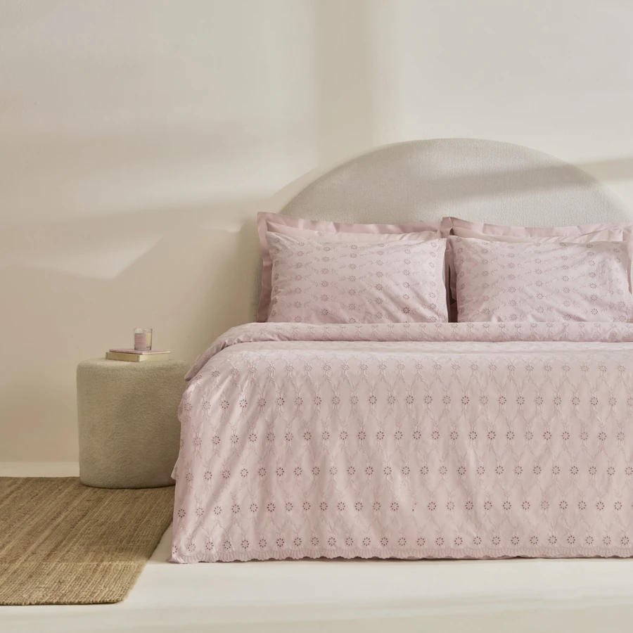Karaca Home Vivien Brodeli %100 Pamuk Çift Kişilik Nevresim Takımı Pudra