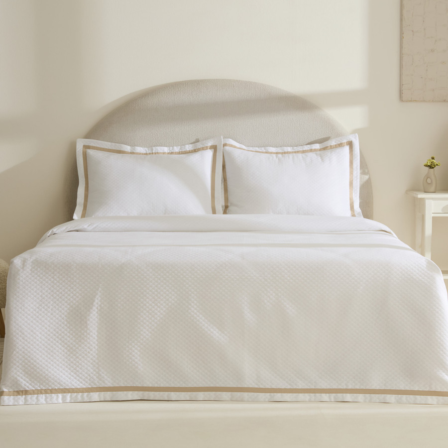 Karaca Home White Collection Doris %100 Pamuk Çift Kişilik Yatak Örtüsü Takımı Bej