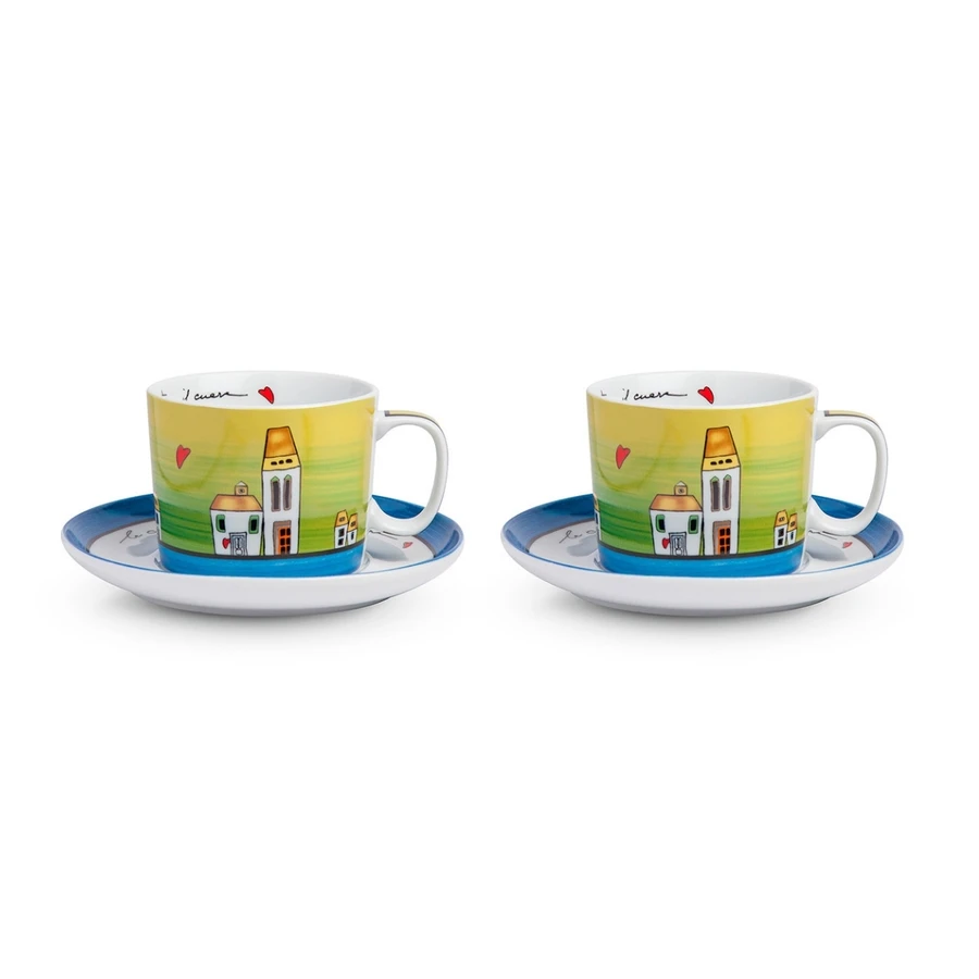 Egan Italy Le Casette 2'li Çay Fincanı Seti Mavi