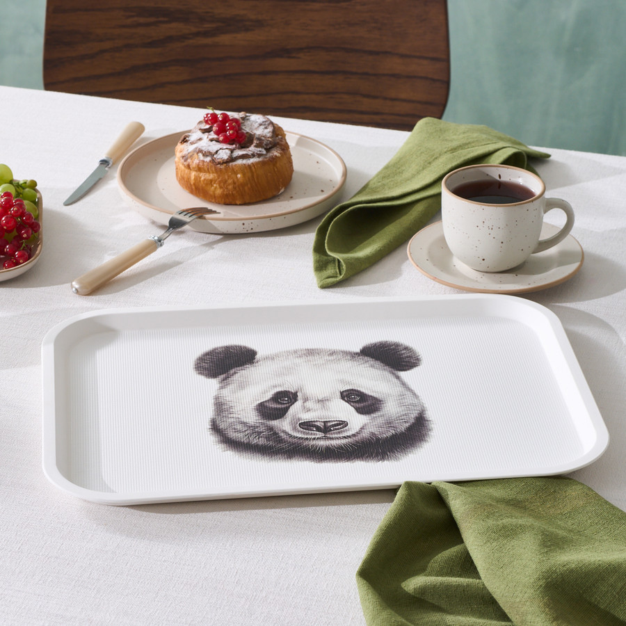 Karaca Apricot Biome Panda Desenli Dikdörtgen Tepsi