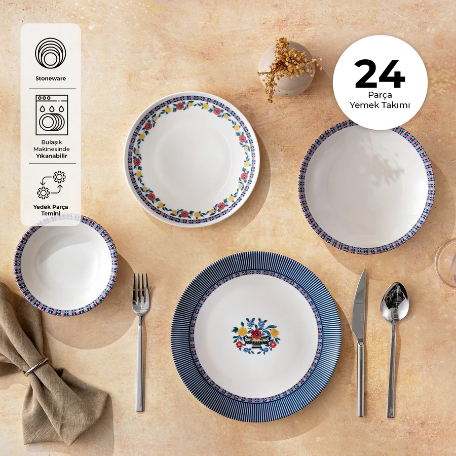 Emsan Rustik 24 Parça 6 Kişilik Yemek Takımı