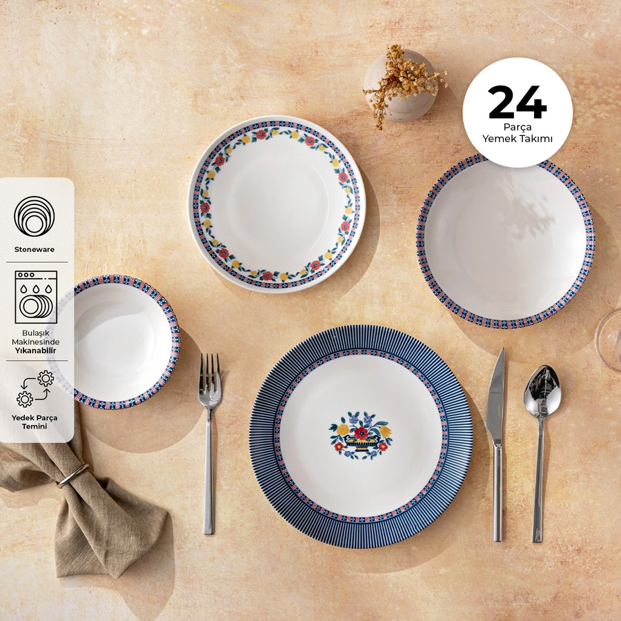 Emsan Rustik 24 Parça 6 Kişilik Yemek Takımı