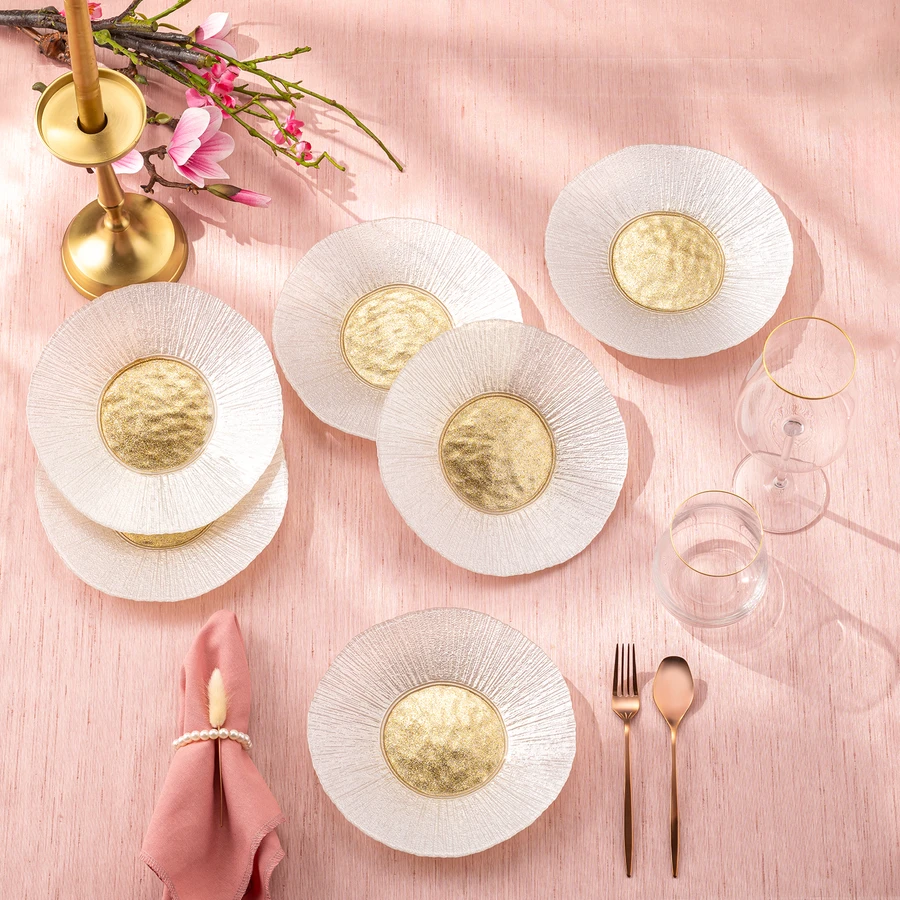 Emsan Golden 6 Kişilik Cam Pasta Seti 21 cm