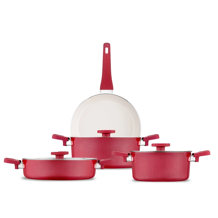 Jumbo Swiss Crystal 7 Parça Tencere Seti Red