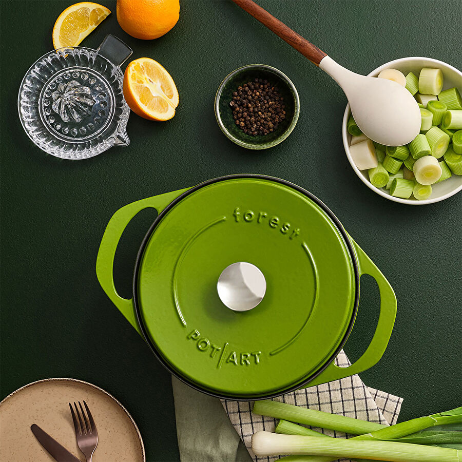 Pot Art Yeşil Derin Döküm Tencere 24 cm