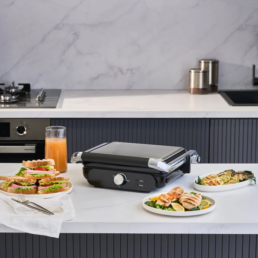 Homend Grilliant 1366H Inox Gövdeli Çıkarılabilir Döküm Plakalı Tost ve Izgara Makinesi