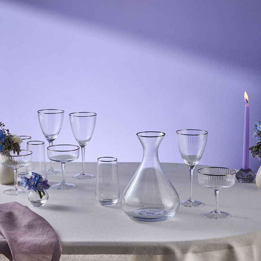 Karaca Fine Pearl 37 Parça Bardak Seti Platin