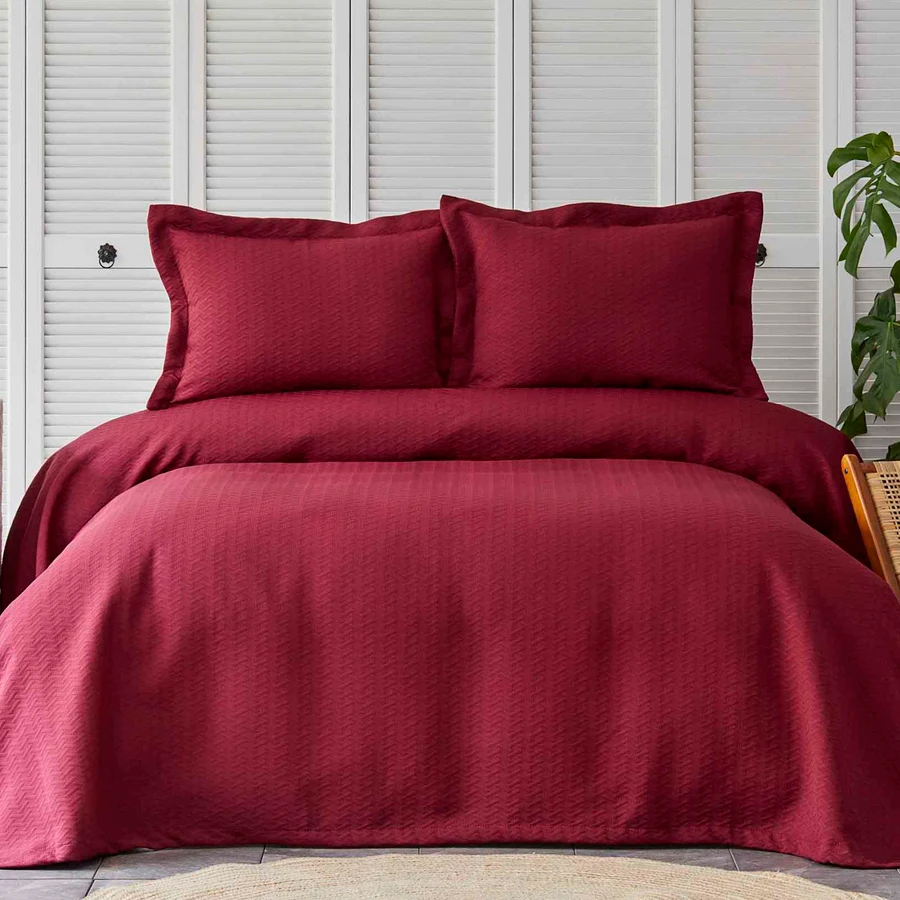 Karaca Home Charm Bold Bordo Çift Kişilik Yatak Örtüsü Seti