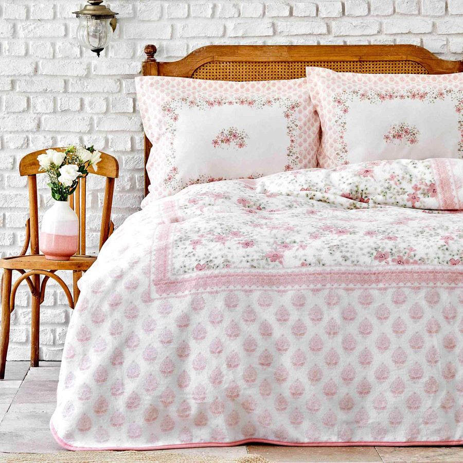Karaca Home Enila Somon Çift Kişilik Soft İspanyol Battaniye Set