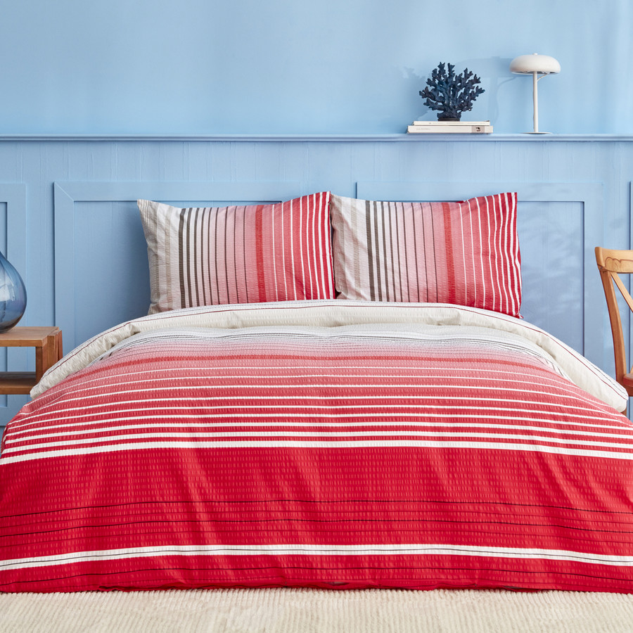 Nautica Home Olympus Stripe Çift Kişilik Nevresim Takımı Red