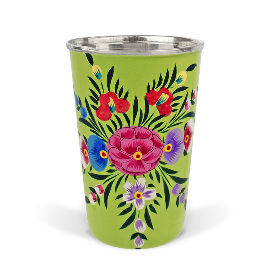 3rd Culture Çiçekli Yeşil Bardak 330 ml