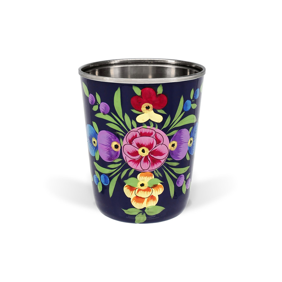3rd Culture Çiçekli Lacivert Küçük Bardak 180 ml