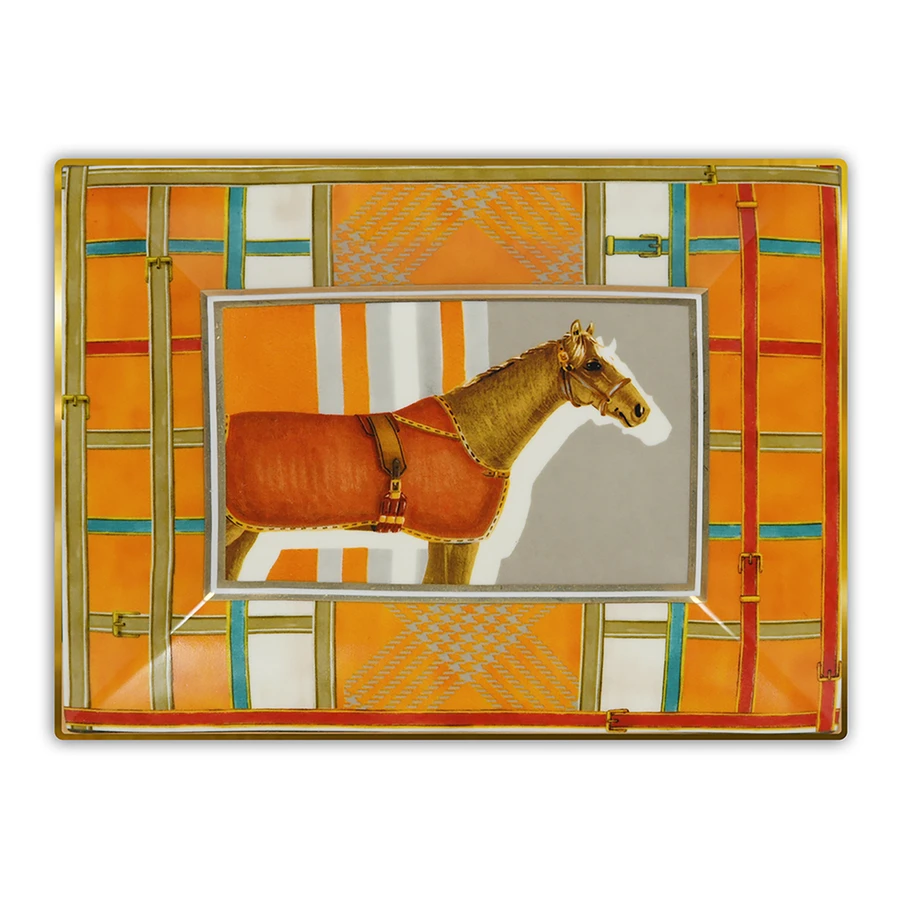 Baci Milano Horses Dikdörtgen Tepsi Turuncu 20x16 cm