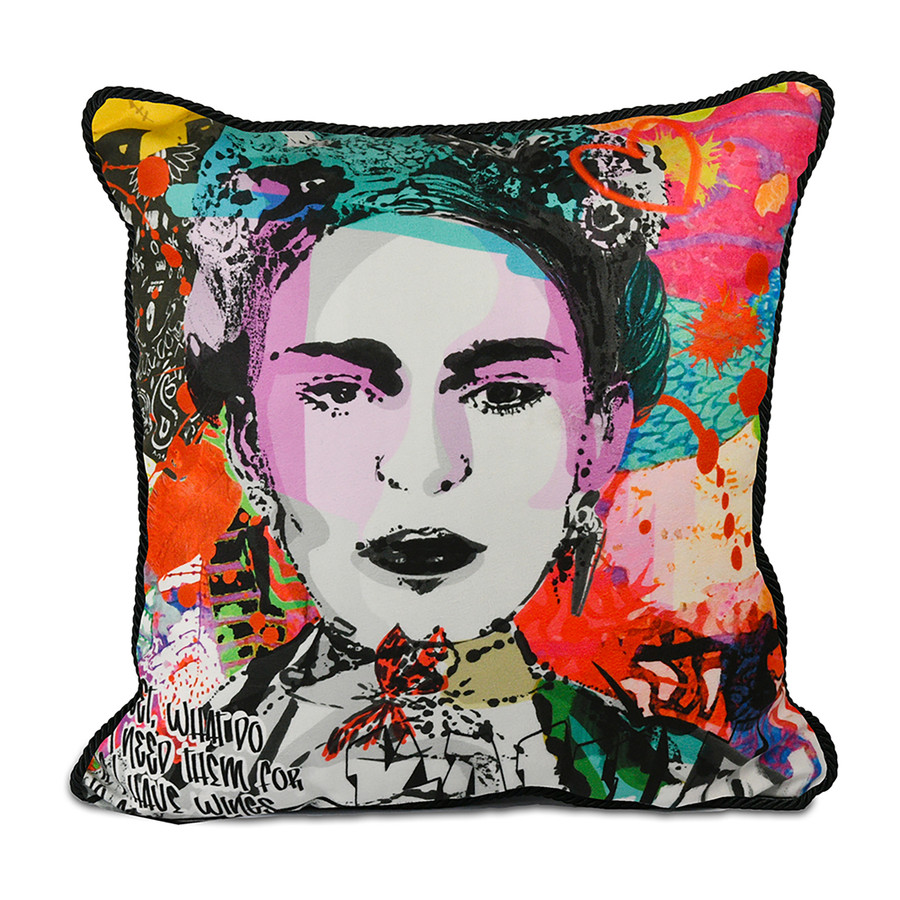 Baci Milano Street Art Kadife Yastık 45 cm x 45 cm Frida