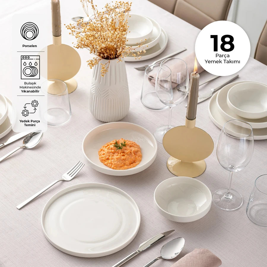 İstanbul Porselen Akis 18 Parça 6 Kişilik Yemek Takımı