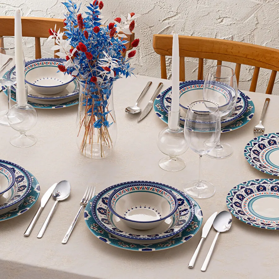 İstanbul Porselen Şems 24 Parça 6 Kişilik Yemek Takımı