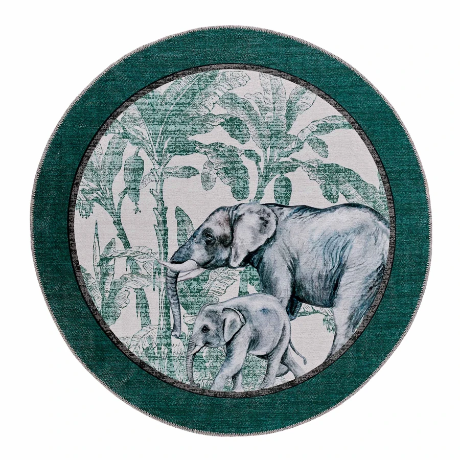 Kaşmir Halı Dekoratif Art Trend Jungle Elephant 120x120 cm
