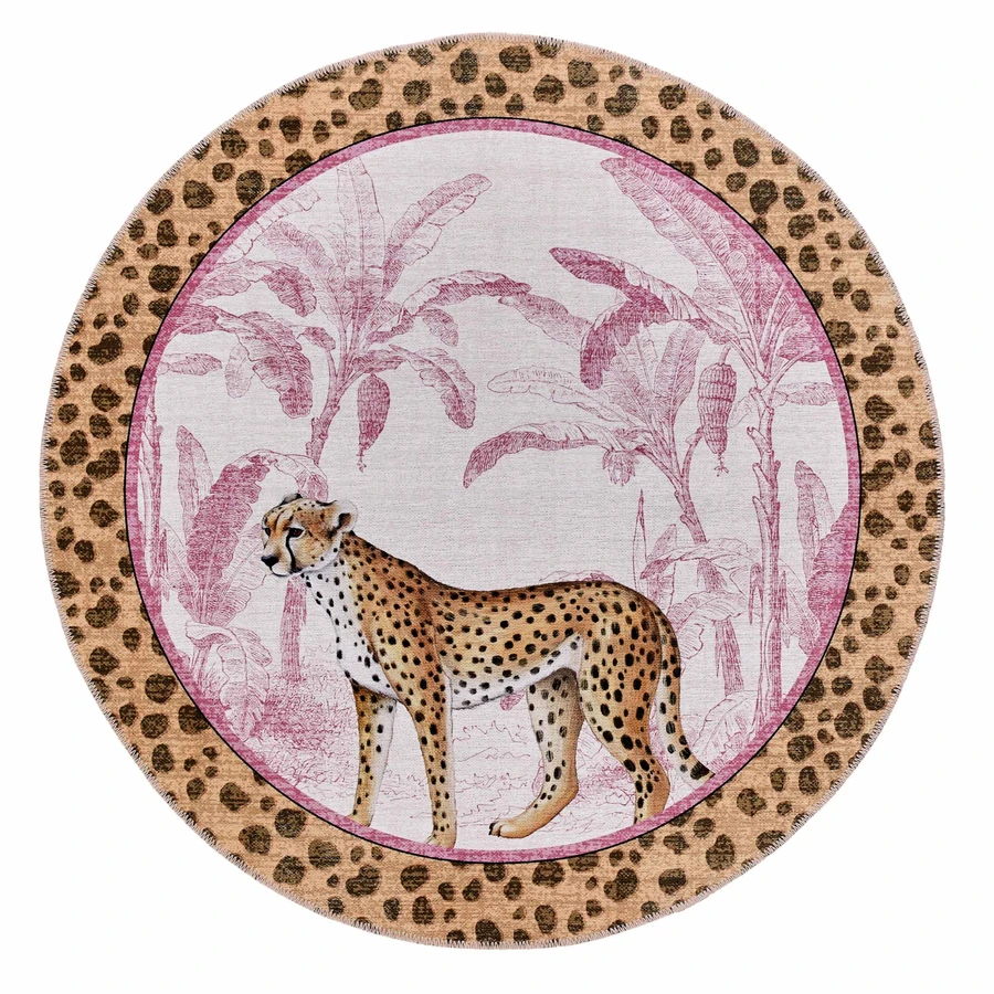 Kaşmir Halı Dekoratif Art Trend Jungle Cheetah 120x120 cm