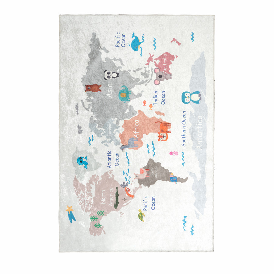 Kaşmir Halı Dekoratif Art Çocuk/Genç Animal Map120x180 cm