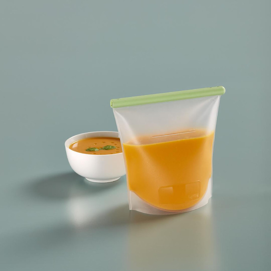 Lekue Yeşil-Şeffaf Silikon Saklama Çantası - 1500Ml