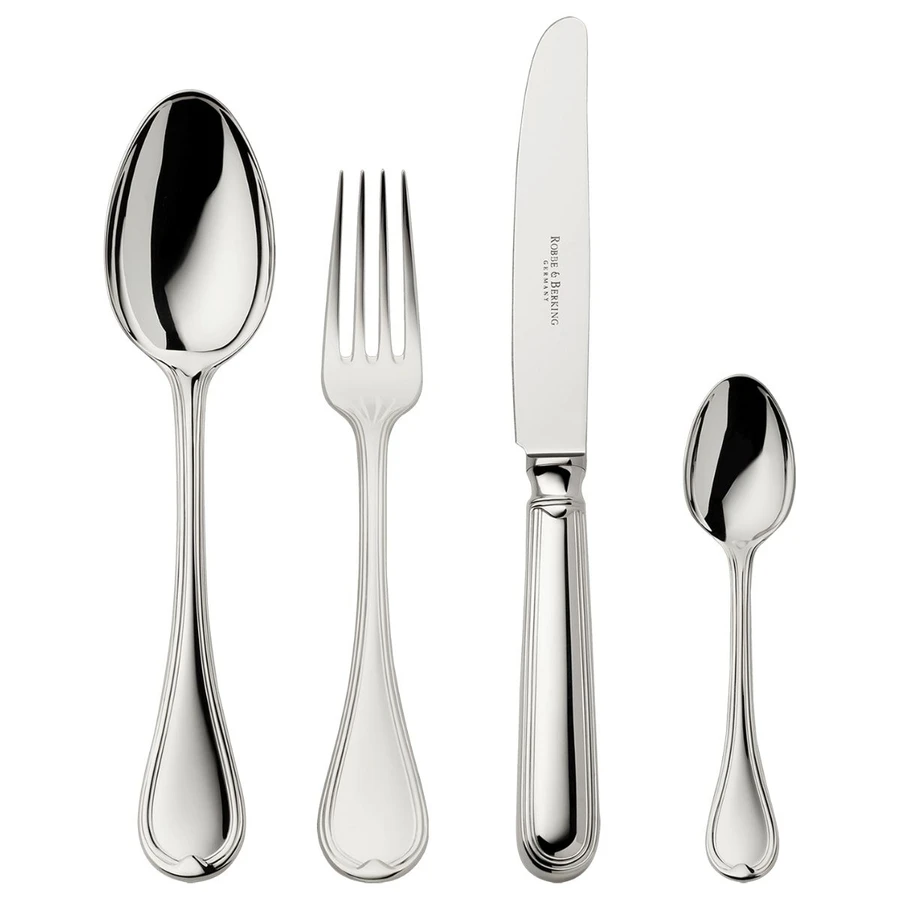 Robbe and Berking Classic Faden 24 Parça Çatal Kaşık Bıçak Seti Gümüş Kaplama