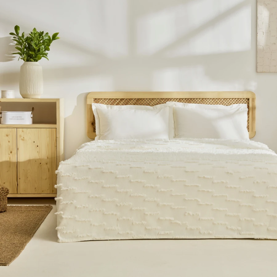 Kaşmir Home Ella Çift Kişilik Yatak Örtüsü Offwhite
