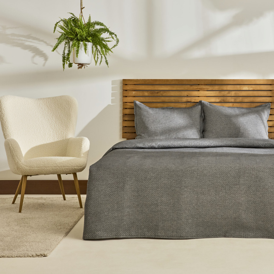 Kaşmir Home Arven Tek Kişilik Yatak Örtüsü Takımı Antrasit