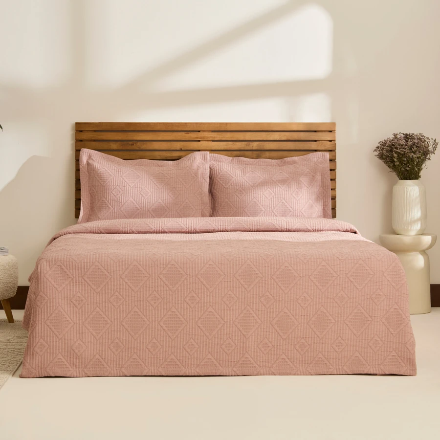 Kaşmir Home Serenty Çift Kişilik Yatak Örtüsü Takımı Rose