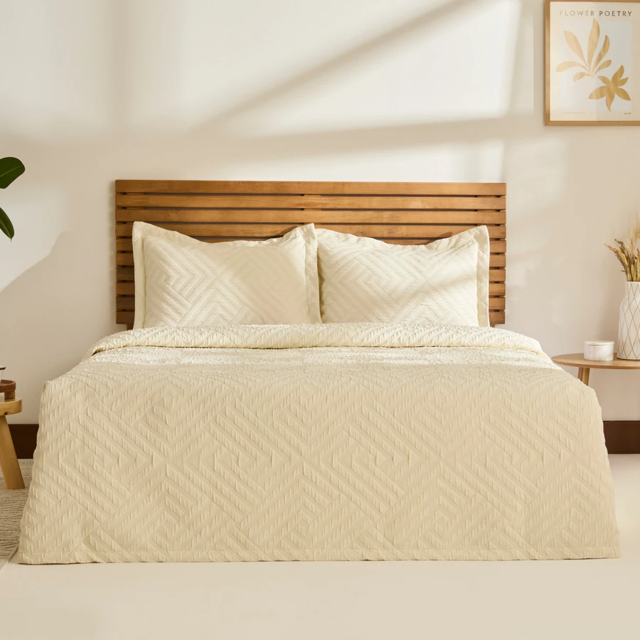 Kaşmir Home Essence Çift Kişilik Yatak Örtüsü Takımı Ekru