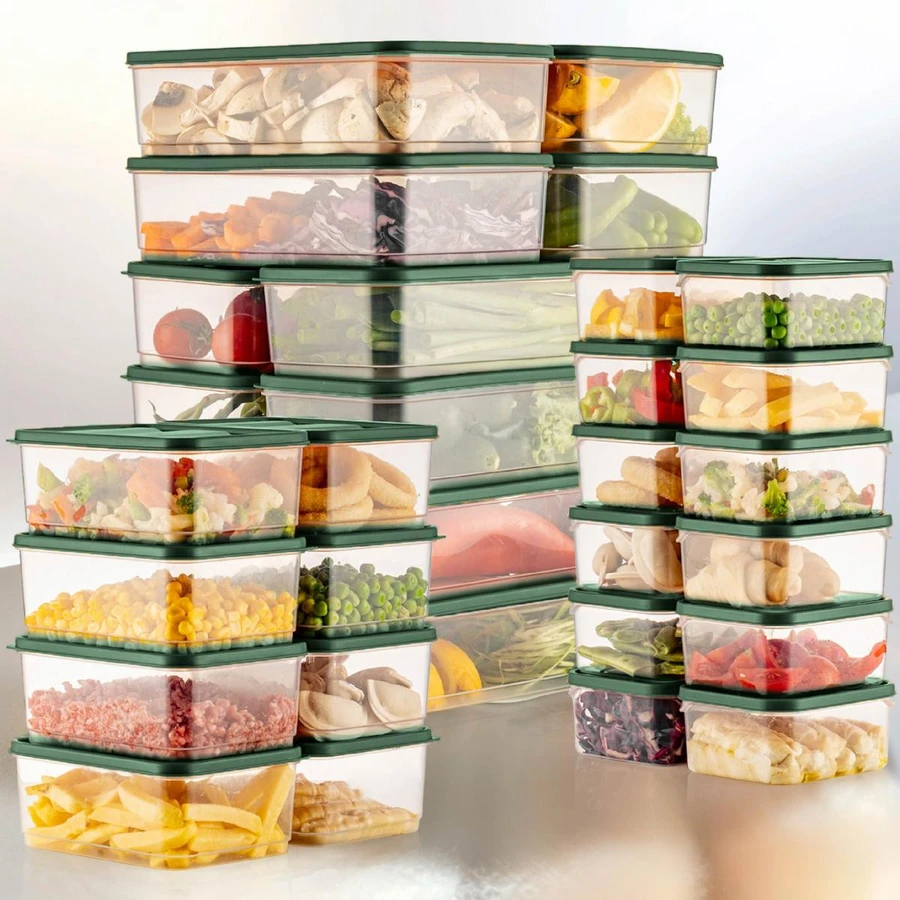 Vienev 30lu Buzdolabı Düzenleyici Organizer Mikrodalgaya Uygun Difriz Saklama Kabı Yeşil
