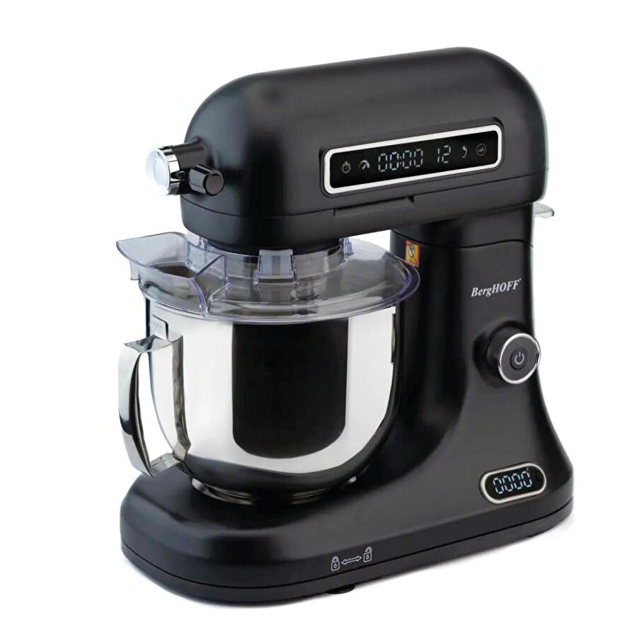 Berghoff Gem Retro 5 L Stand Mikser – 1600 W, Dayanıklı Döküm Alüminyum Gövde | Siyah